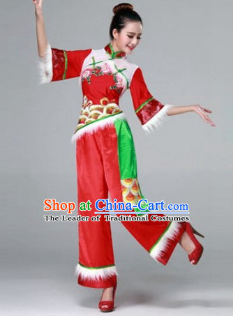 High Collar Chinese Stage Folk Fan Dancing Dancewear Costumes Dancer Costumes Dance Costumes Chinese Dance Clothes Traditional Chinese Clothes Complete Set for Women Children