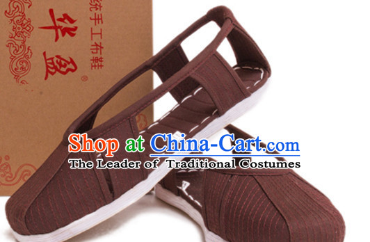 Top Chinese Classic Traditional Tai Chi Shoes Kung Fu Shoes Martial Arts Dark Red Shaolin Shoes for Men