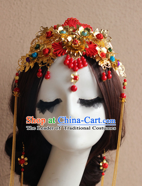 Top Chinese Traditional Wedding Bridal Phoenix Coronet Crown Headpieces Hair Jewelry Bridal Hair Clasp Hairpins Set