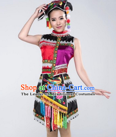 Traditional Chinese Hmong Dress Miao Clothing Cloth China Attire Oriental Dresses Complete Set for Women