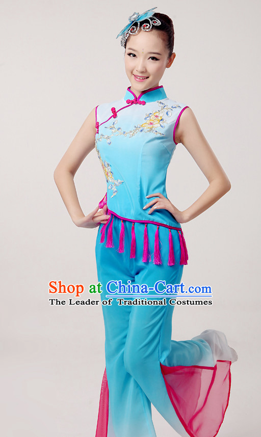 Traditional Chinese Dance Costumes Cloth China Attire Oriental Dresses Complete Set for Women