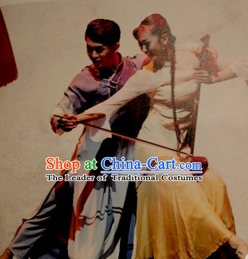 Chinese Classic Han Ethnic Dance Costume Folk Dancing Costumes Traditional Chinese Dance Costumes Asian Dancewear Complete Set for Men Boys