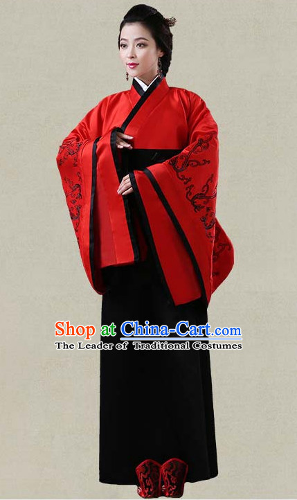 Red Hanfu Clothing Custom Traditional Han Dynasty Chinese Hanfu Dreses Han Clothing Hanzhuang Historical Dress and Accessories Complete Set