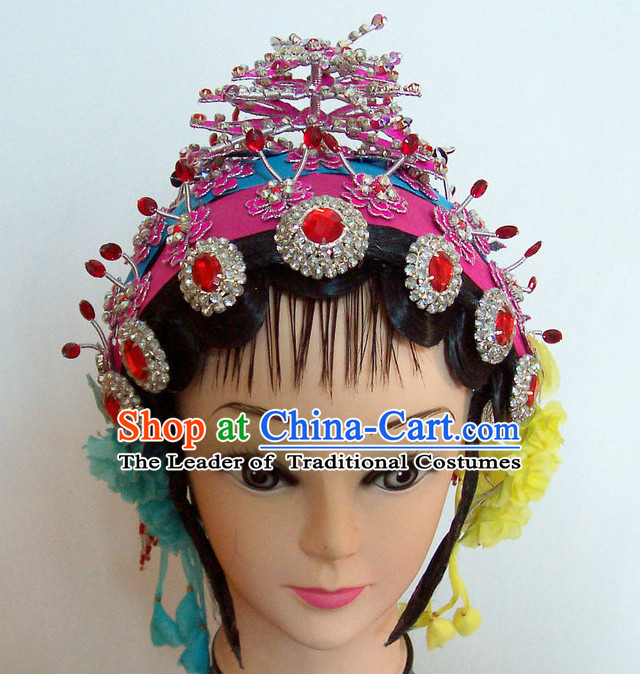Top Traditional Chinese Opera Black Wigs and Hair Accessories Props for Adults and Children