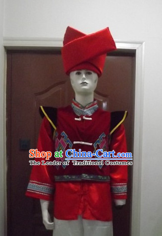 Chinese Folk Dance Ethnic Dresses Traditional Wear Clothing Cultural Dancing Costume Complete Set for Men