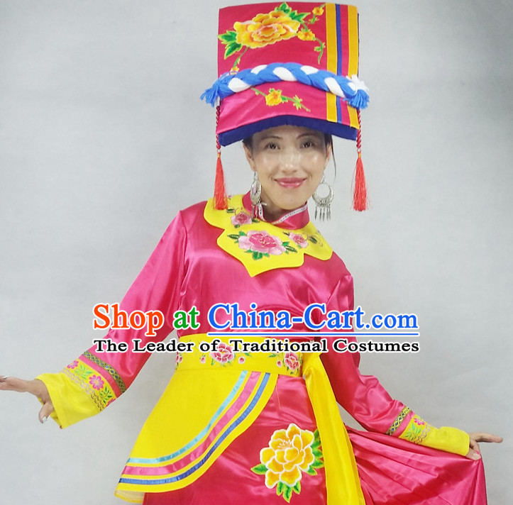Chinese People Folk Dance Ethnic Dresses Traditional Wear Clothing Cultural Dancing Costume Complete Sets for Women
