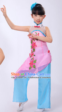 Asian Fan Dance Costume Hand Held Fan Chinese Dancing Ethnic Dance Folk Oriental Dancewear for Women Girls