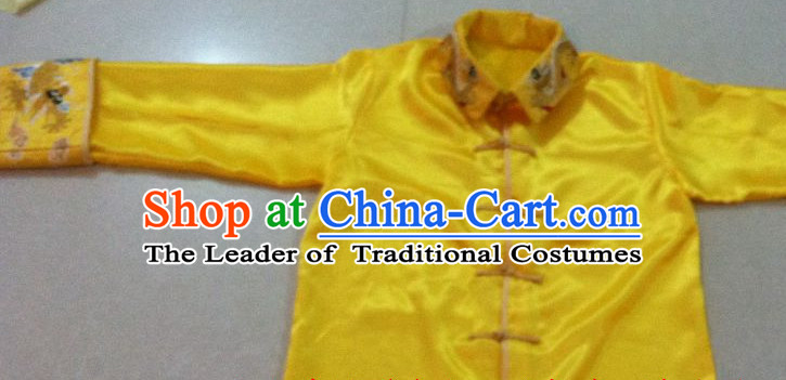 Chinese Qing Dynasty Emperor Inside Clothing Pajamas Embroidered Dragon Blouse and Pants for Men or Boys