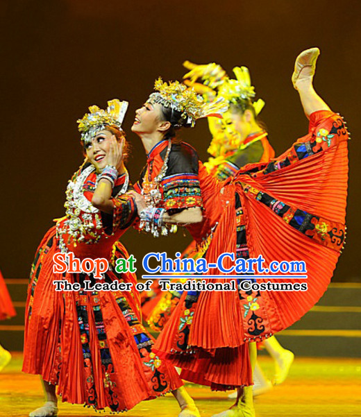 Traditional Ethnic Miao Dancing Costumes for Girls