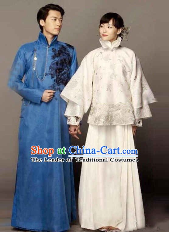 Top Chinese Minguo Clothing Theater and Reenactment Costumes Mandarin Chinese Clothes Complete Set for Men and Women