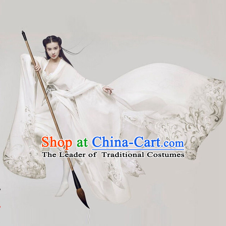 Top Chinese Ancient Women's Clothing _ Apparel Chinese Traditional Dress Theater and Reenactment Costumes and Hat Complete Set