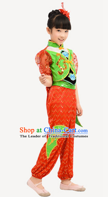 Traditional Chinese Costume Chinese Dance Costumes Complete Set for Kids Girls