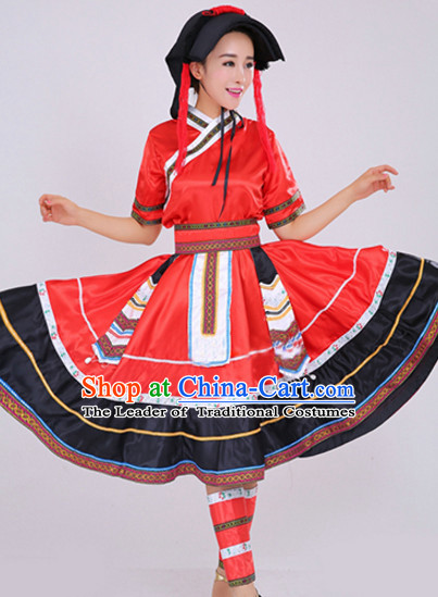 Traditional Chinese Fan Dancing Costume Chinese Dance Costumes Complete Set for Women