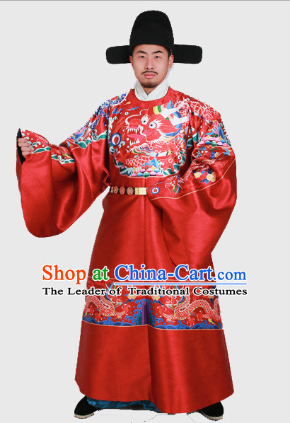 Ming Dynasty Clothes Men Chinese Emperor Ming Dynasty Han Fu Costumes Men Clothing Male Costume and Hat Complete Set