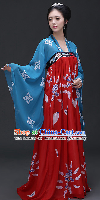 Chinese Tang Dynasty Women Clothing and Hair Ornaments Complete Set