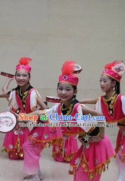 Chinese Dance Costume Ribbon Dance Costumes Fan Dance Dancer Dancing Dresses for Kids