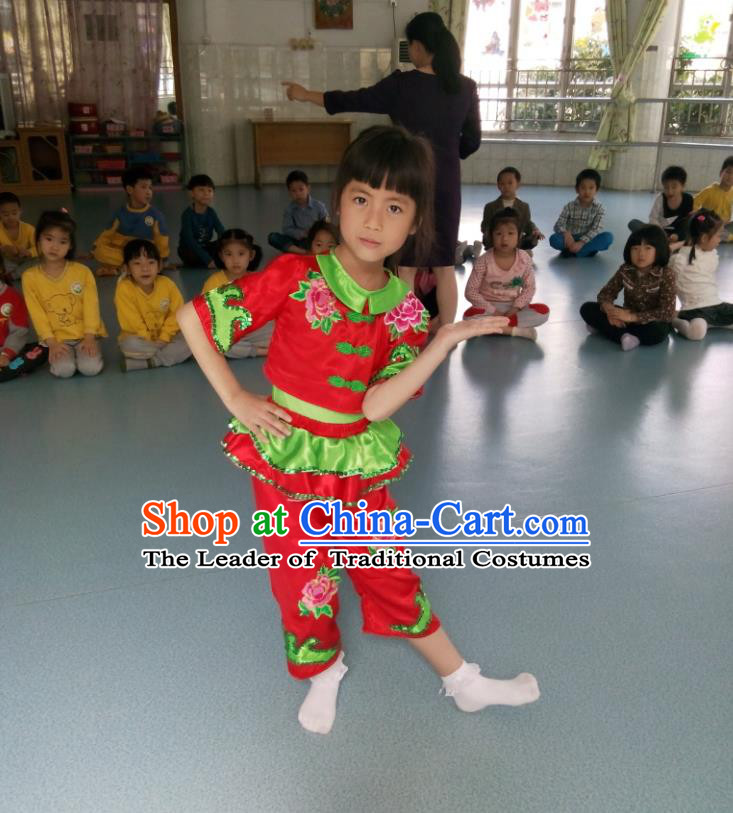 Traditional Chinese Yangge Children Fan Dancing Costume Folk Dance Yangko Costume for Women