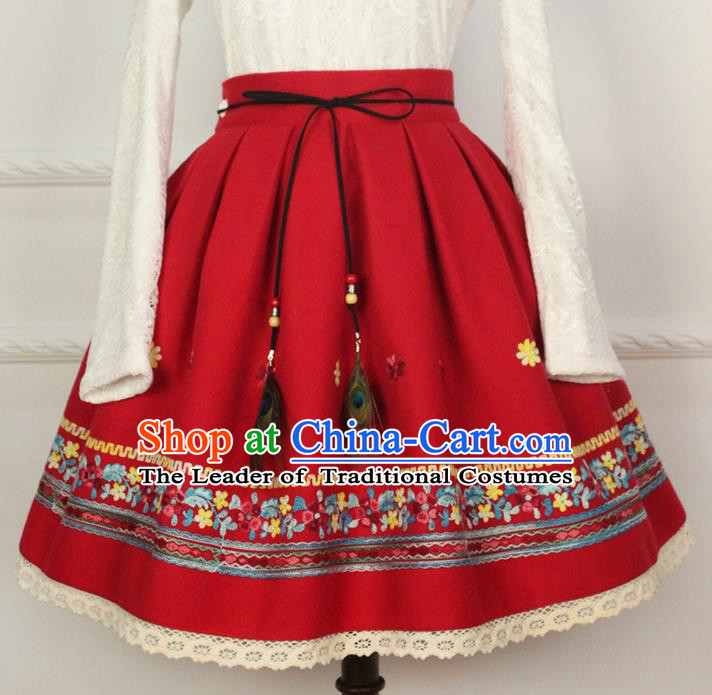 Traditional Classic Women Clothing, Traditional Chinese Classic Hanfu Woolen Embroidered Skirt for Women