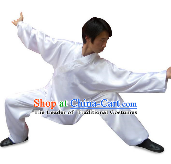 Traditional Chinese Wudang Uniform Taoist Uniform Changeable Silk Slant Opening Priest Frock Kungfu Kung Fu Clothing Clothes Pants Slant Opening Shirt Supplies Wu Gong Outfits, Chinese Tang Suit Wushu Clothing Tai Chi Suits Uniforms for Men