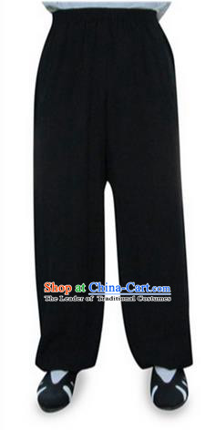 Traditional Chinese Wudang Uniform Taoist Linen Pants Wu Gong Trousers, Chinese Tang Suit Wushu Clothing Tai Chi Pants for Men
