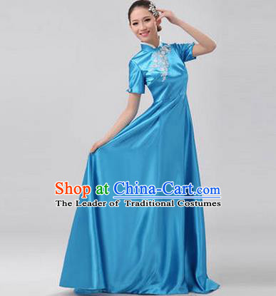 Traditional Chinese Classical Yangko Dance Clothing, Yangge Fan Dancing Costume Chorus Suits, Folk Dance Yangko Costume for Women
