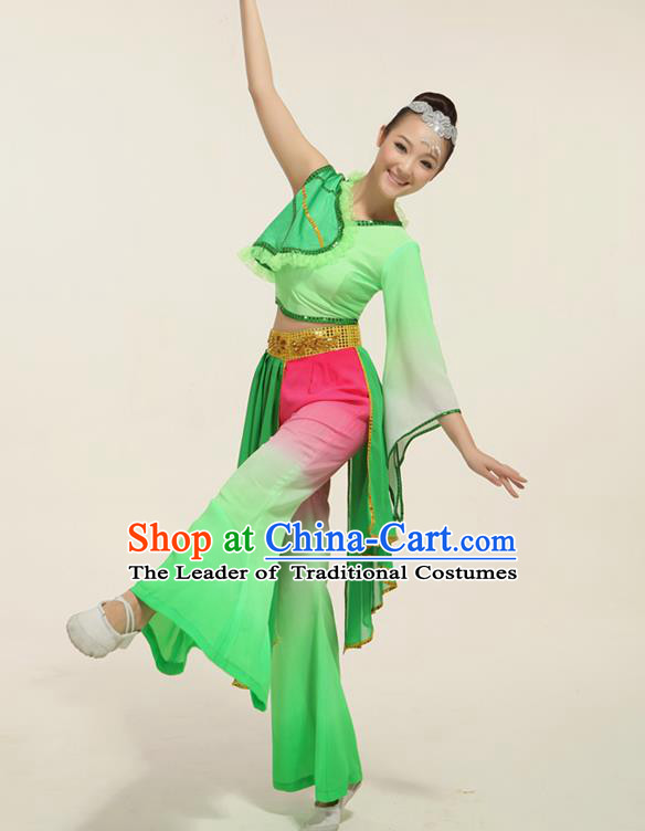 Traditional Chinese Classical Lotus Dance Yangko Dance Dress, Yangge Fan Dancing Costume, Folk Dance Yangko Costume for Women