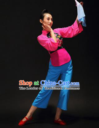 Traditional Chinese Classical Yangko Drama Dance Dress, Yangge Fan Dancing Costume Umbrella Dance Suits, Folk Dance Yangko Costume for Women