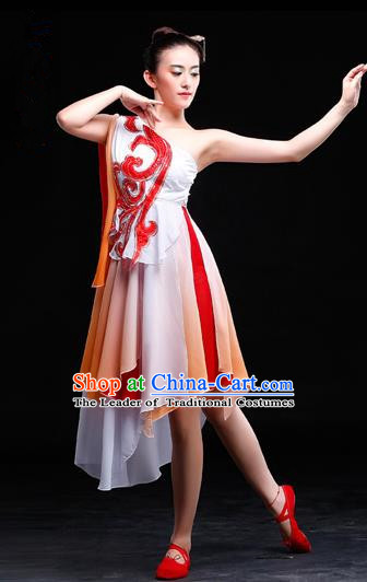 Traditional Chinese Classical Yangko Dance Gradient Dress, Yangge Fan Dancing Costume Umbrella Dance Suits, Folk Dance Yangko Costume for Women