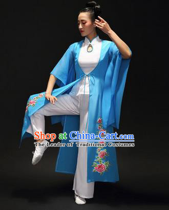 Traditional Chinese Classical Yangko Drum Dance Cheongsam Dress, New Year Yangge Fan Dancing Costume Umbrella Dance Suits, Folk Dance Yangko Costume for Women