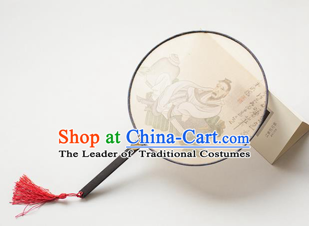Traditional Chinese Palace Lady Accessories Hanfu Circular Fans, Asian China Ancient Ink Painting Round Fan for Women