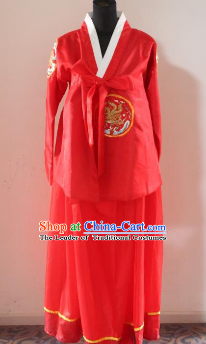 Traditional Chinese Korean Costumes, Asian Women Opening Hanbok Red Dress for Women