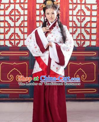 Traditional Ancient Chinese Palace Lady Imperial Consort Costume, Asian Chinese Han Dynasty Fairy Hanfu Clothing for Women