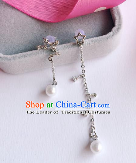 Handmade Wedding Accessories Crystal Earrings, Gothic Bride Ceremonial Occasions Pearls Tassel Eardrop for Women