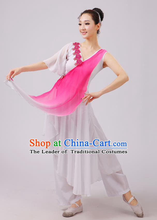 Traditional Chinese Yangge Dance Costume, Folk Fan Dance Pink Uniform Classical Dance Dress Clothing for Women