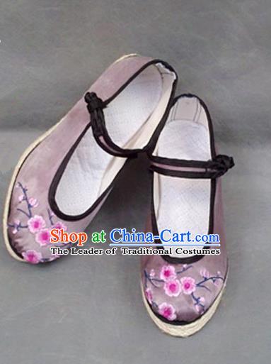 Asian Chinese Shoes Wedding Shoes Embroidered Lilac Shoes, Traditional China Princess Shoes Hanfu Shoes Embroidered Shoes