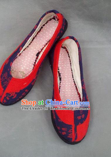 Traditional Chinese National Wedding Red Cloth Shoes Embroidered Shoes, China Handmade Shoes Hanfu Embroidery Shoes for Women