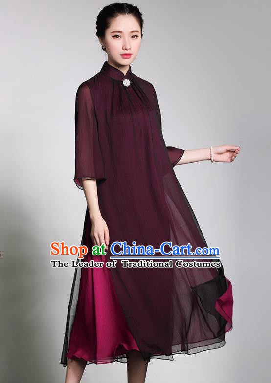 Traditional Chinese National Costume Elegant Hanfu Cheongsam Silk Dress, China Tang Suit Chirpaur Cheong-sam for Women