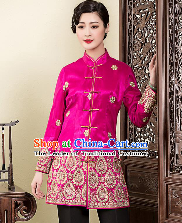Traditional Ancient Chinese Young Lady Plated Buttons Embroidered Jackets, Asian Republic of China Qipao Tang Suit Coats for Women