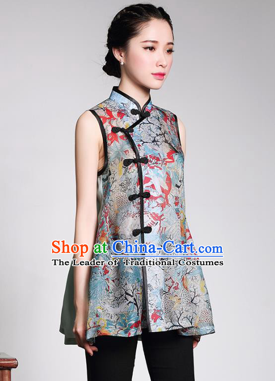 Traditional Ancient Chinese Young Lady Retro Organza Cheongsam Blouse, Asian Republic of China Qipao Tang Suit Upper Outer Garment for Women