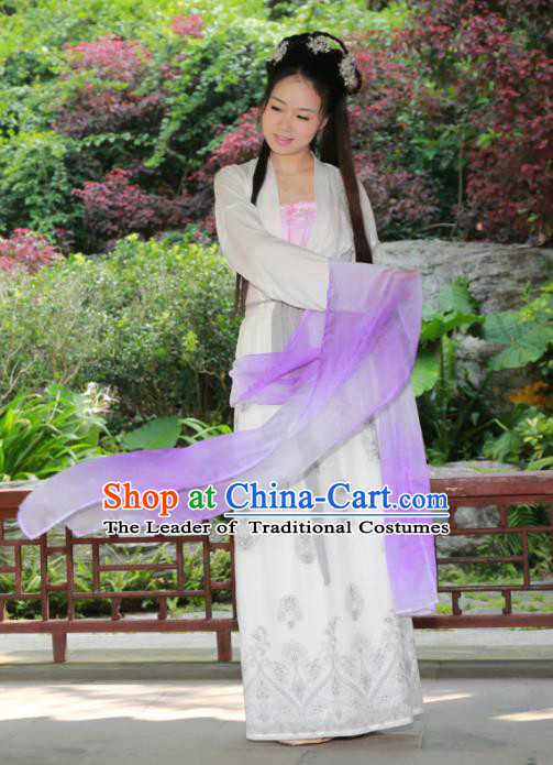 Traditional Ancient Chinese Imperial Princess Hanfu Costume, Asian China Tang Dynasty Palace Lady Ink Painting Dress Clothing for Women
