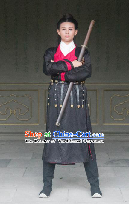 Traditional Ancient Chinese Swordsman Costume, Elegant Hanfu Clothing Chinese Tang Dynasty Imperial Bodyguard Clothing for Men