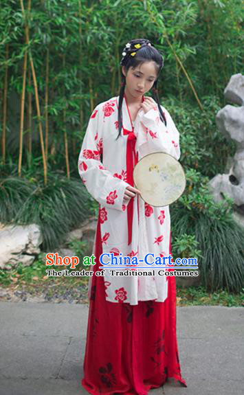 Traditional Chinese Ancient Costume Lin Daiyu Dress, Asian China Ming Dynasty Nobility Lady Hanfu Clothing for Women