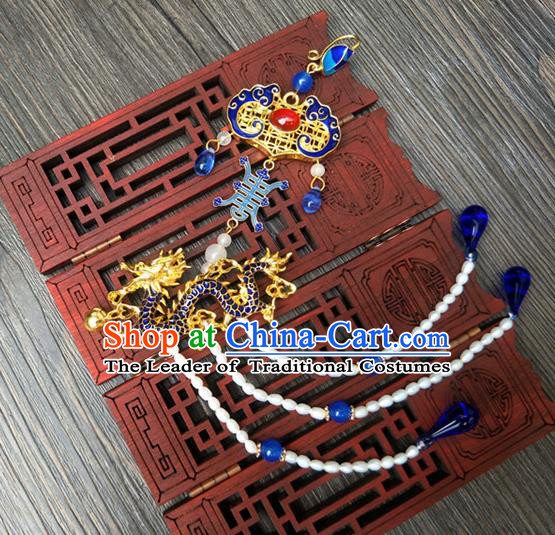 Traditional Handmade Chinese Ancient Classical Hanfu Accessories Blueing Tassel Pendant Brooch for Women