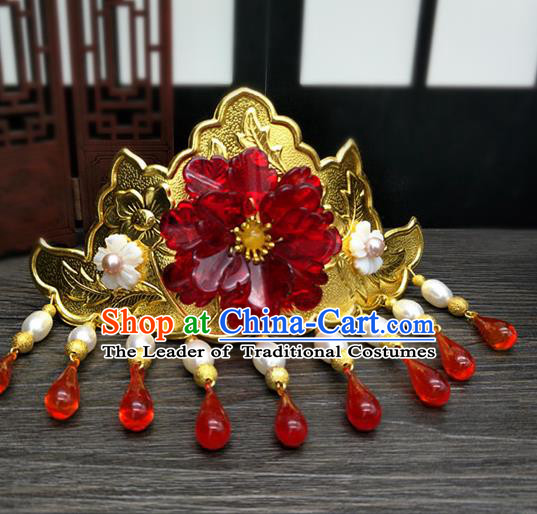 Traditional Handmade Chinese Ancient Classical Hair Accessories Bride Wedding Phoenix Coronet, Hair Jewellery, Hair Fascinators Hairpins for Women