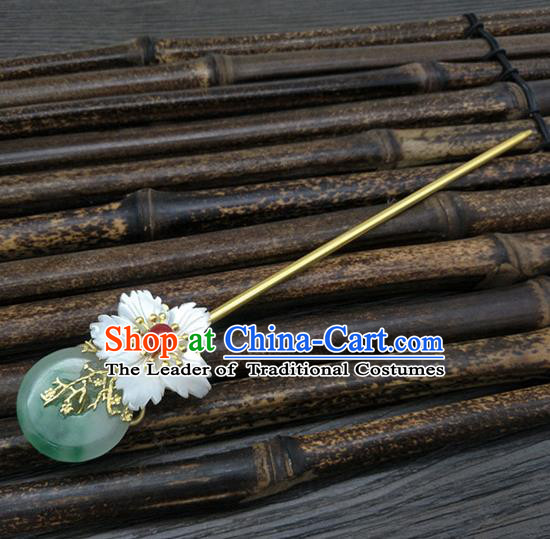 Traditional Handmade Chinese Ancient Classical Hair Accessories Jade Hair Stick Hair Fascinators Hairpins for Women
