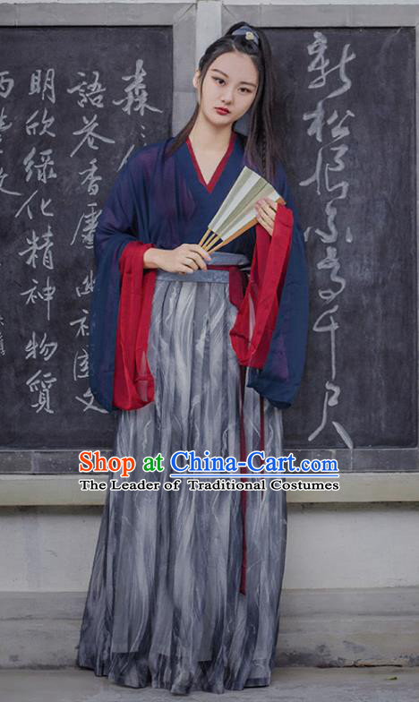 Traditional Chinese Ancient Costume Swordsman Slip Skirt, Asian China Jin Dynasty Palace Lady Hanfu Dress Clothing for Women