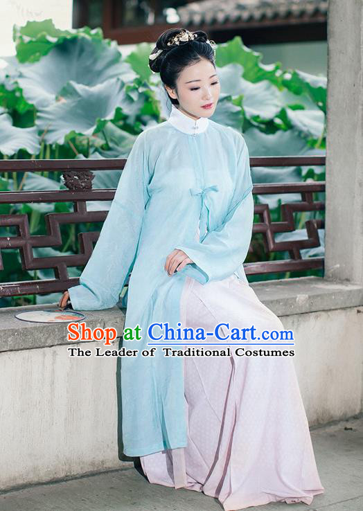 Traditional Chinese Ming Dynasty Imperial Princess Costume, Asian China Ancient Palace Lady Hanfu Silk Blouse and Skirt Clothing for Women