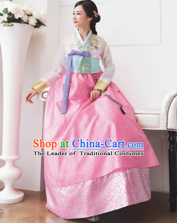 Traditional Korean Costumes Bride Formal Attire Ceremonial Green Blouse and Full Dress, Korea Hanbok Court Embroidered Wedding Clothing for Women
