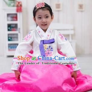 Traditional Korean Handmade Formal Occasions Costume Embroidered Baby Brithday Hanbok Pink Dress Clothing for Girls
