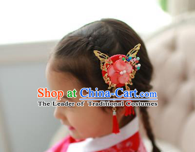 Traditional Korean Hair Accessories Butterfly Tassel Hair Clasp, Asian Korean Fashion Headwear Headband for Kids